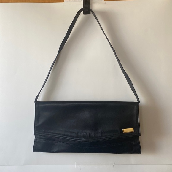 Tano Vintage Black Leather Clutch Envelope Style Bag - Picture 1 of 16